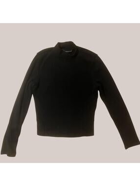 Black Long-Sleeve Mock Neck Top – Size XS
